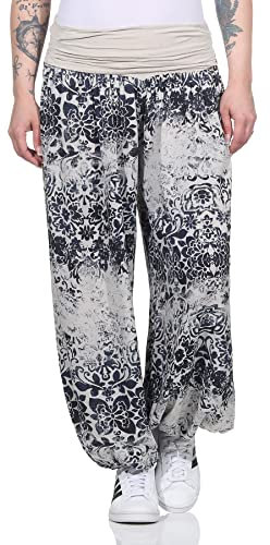ZARMEXX Damen Aladinhose Pumhose Sommerhose Freizeithose Pluderhose Yoga Pilates Haremshose (Mod.2 beige, 36-42)