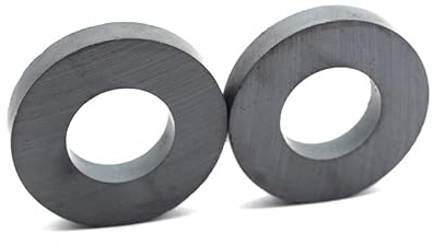 Burnur Grade C8 Keramik-Ringmagnet, Ø 60 mm x 24mm x 10 mm Große Ferritmagnete. 2 Pack