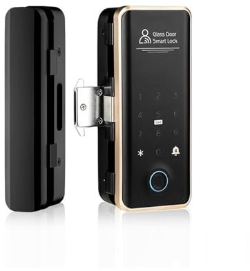 Cerradura Ttlock App for puerta, cerradura electrónica inteligente con huella dactilar, gancho de aluminio Digital, marco sin marco, cerradura de vidrio con timbre (Color : Remote controller)