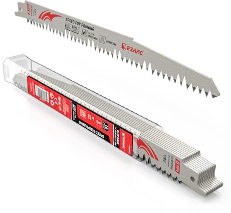 EZARC Säbelsägeblätter für Holz 10tlg 225mm, Astsägeblätter mit geschliffenen Fleam-Zähnen, Zubehör Säbelsäge zum Baumbeschneiden, Holz-/Nassholzschneiden
