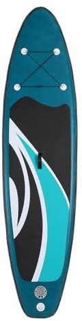 Tavola da paddling con sistema di gonfiaggio manuale, gonfiabile, con pompa, pagaia, corda di sicurezza, kit di riparazione, borsa per il trasporto, 240 x 76 x 10 cm (verde)