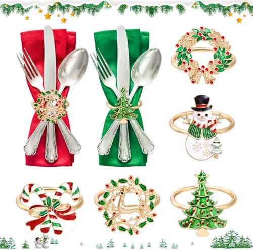 5 Stück Serviettenring Weihnachten,Weihnachten Servietten-Ringe,Merry Christmas Serviettenhalter für Weihnachten,Weihnachtsbaum Christmas Napkin Rings für Weihnachtsfeiern Esstischdekoration