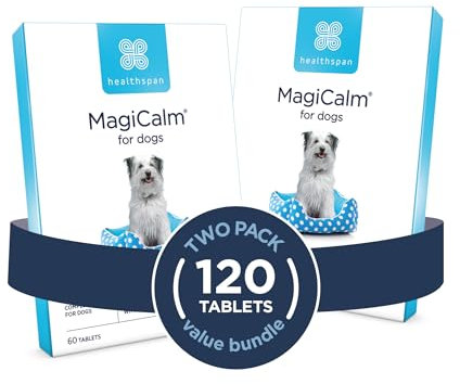 Vetvits MagiCalm For Dogs (60 Tablets) | For Naturally Calmer & Less Anxious Dogs | Gentle, Soothing Formulation | Magnesium, Chamomile & B Vitamins | Tasty Beef Flavoured (120 Tablets)