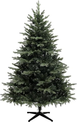 HOMCOM 6ft Artificial Spurce Christmas Tree with 1696 Branch Tips and Foldable Steel Base, Realistic Hinged Xmas Tree for Home Office, Green