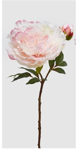 EDG - Enzo de Gasperi Ramo Peonia Artificiale con bocciolo, Fiori Finti realistici per Decorazioni H54 cm 2 Varianti(1pz) Rosa/Bianco
