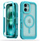 Urarssa for iPhone 16 Case Compatible with Magsafe, Clear Hybrid Hard PC Soft TPU Bumper Anti-Scratch Protective Case, Magnetic Military Grade Shockproof Drop Proof Slim Cover, Blue Green