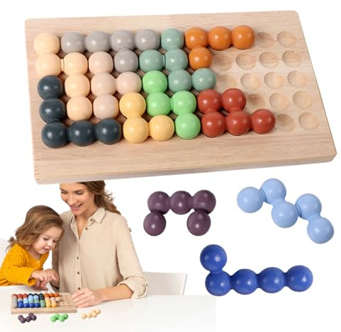 Juego de de Perlas,Clasificación de Colores y apilamiento - Juego de de Cuentas de Tablero de Madera | para el hogar, Aula, Viajes, Picnic, Viajes en Coche, niñas, niños en