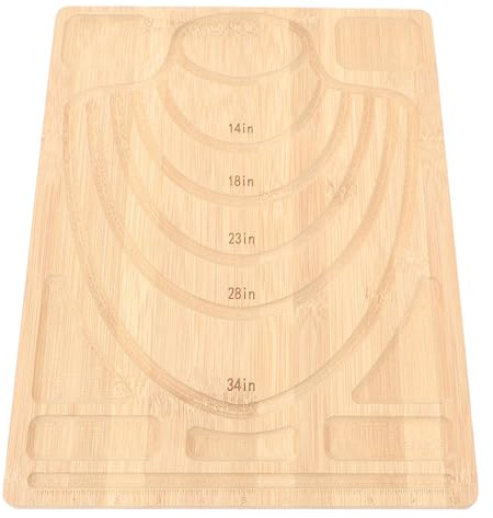 Jeffergarden Pärlbräda för Smyckestillverkning, Pärlbräda i Bambu med Pärlspår och Längdmått för Armbandshalsband -design, 15,0 X 11,4 Tum