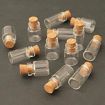 10 unidades de latas de cristal para casa de muñecas en miniatura: 1/12 a escala de botellas de cristal para alimentos, minibidón vacío con corcho, accesorios para casa de muñecas, decoración de casa