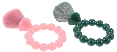 Mikikit Brocha de Viaje para Rubor Facial 2 Piezas con Mango en Forma de Anillo y Cerdas Sintéticas Suaves, Ligera y Adecuada para Tejido Sensible en Casa y Viajes