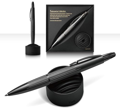 TAG Submarine Luxury Ballpoint Pen with Sonar Stand, Turbine Twist Desk Pen, Phantom Grey Aerospace Aluminum Writing Instrument, Schmidt Refill, Fancy Executive Gift Pen