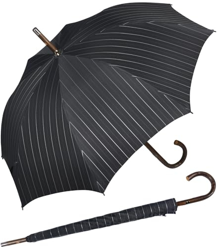 Regenschirm Doppler Kastanie Orion - schwarz mit Nadelstreifen