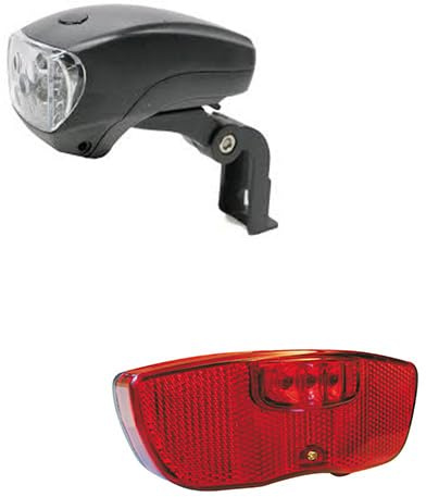 CicloSportMarket Kit Fanale a LED Luce Anteriore Attacco PORTACESTO + Fanale a LED Posteriore Attacco PORTAPACCO Bicicletta Olanda - R - Graziella - Vintage - City Bike - Uomo/Donna