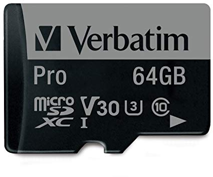 Verbatim Pro U3 Micro SDXC memory card incl. adapter - 64 GB I black - Micro-SD-card for 4K Ultra HD video recording - SD memory card for cameras - with UHS speed class 3