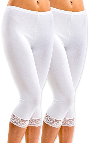 HERMKO 5722 2-pack 3/4-leggings med spets