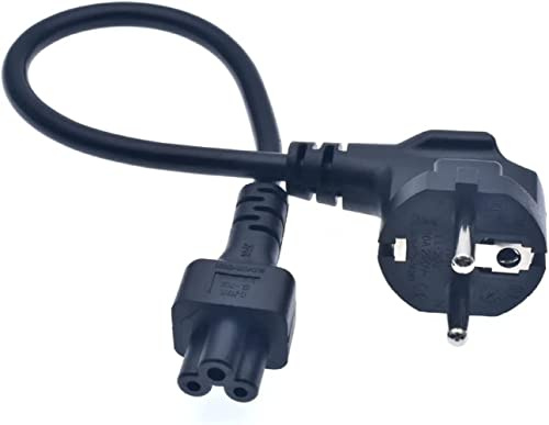 Toptekits C5 to EU Schuko Male Cord,1ft/30cm IEC C5 Clover/Mickey Mouse to Euro EU Schuko Plug Mains Power Cable Lead Wire 2.5amp European 3-Prong Notebook Power Cord (CEE 7/7 to IEC320 C5)