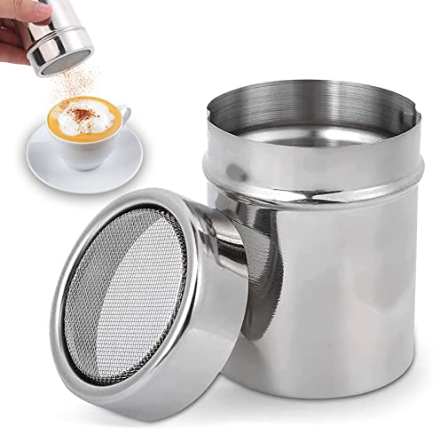 Spargizucchero/Cacao,Saliera e Pepiera,Saliere e Pepiere con Coperchio in Acciaio Inox,Spargi Cacao in Polvere,Cottura Condimento Pepe Spezie Dispenser per Caffè Cottura Cucina BBQ