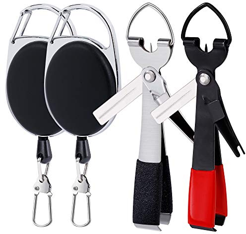 MaoXinTek Angelschnur Nipper, 4 in 1 Fly Angeln Knot Tying Tool, Multifunktional Fishing Line Clippers mit Zinger Retractor Combo Fischen Knoten Binden Werkzeug