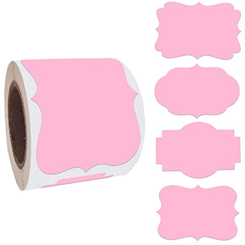 2 x3 Pink Label Stickers, Self-Adhesive Gift Tag Stickers, Write on Blank Labels for Essential Oil Bottles, Gifts, Name Tags, Fancy Shapes 200PCS