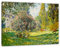Pixxprint Claude Monet - Landschaft am Park Monceau, Weiß, Größe: 100x70cm, Leinwandbild, fertig gespannt, Wandbild, Dekoration, Kunstdruck, kein Poster