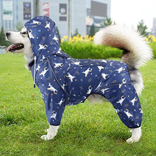 Idepet Impermeabile per cani con cappuccio e foro per collo, poncho impermeabile per pioggia per cani Giacca per pioggia riflettente per cani Felpe con cappuccio antivento