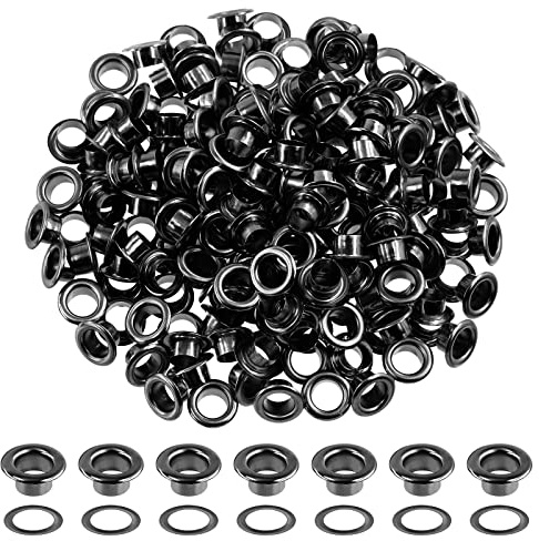 Hilitchi Assortiment de 400 œillets épais avec rondelles, 1/5 - 6 mm, trou auto-agrippant pour noyaux de perles, vêtements, cuir, toile