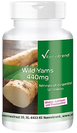 Vitamintrend Wild Yams Extrakt 440mg, 120 Tabletten, 20% Diosgenin, Nahrungsergänzungsmittel vegan ohne Magnesiumstearat, in Deutschland hergestellt