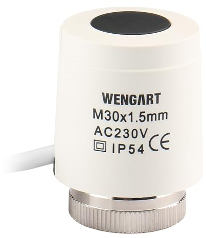 Wengart Actuador para Calefacción por Suelo Radiante WG2209, Normalmente Abierto AC230V, Rosca M30*1.5, Encendido y Apagado Visibles
