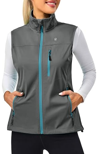 Little Donkey Andy Lightweight Cycling Vest Windproof Sleeveless Jacket for Women Water-Repellent Stretch Vest for Running Cycling（Pure Gray M）