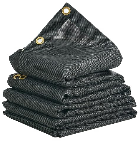 VEVOR Dump Truck Mesh Tarp, 6.5x18 ft, PVC Coated Black Heavy Duty Cover with 5.5 18oz Double Pocket, Brass Grommets, Reinforced Double Needle Stitch Webbing Fits Manual or Electric Dump Truck System