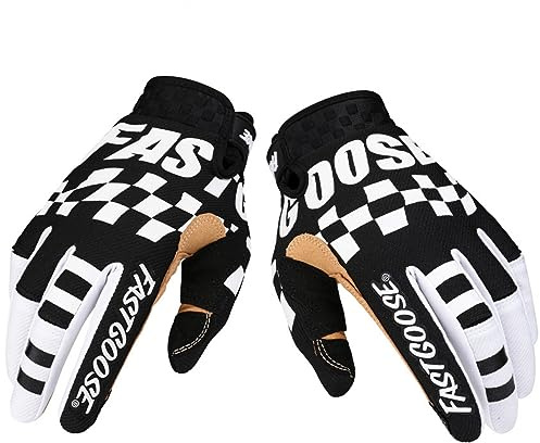 EXCEREY Square Grid MTB Motorcycle Bicycle Full Finger Off-Road Racing Gloves Outdoor Sports for Men Women & Mountaineering (Black, XL)