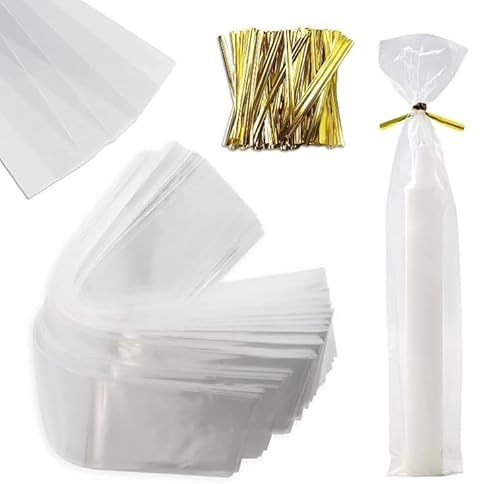200 Pezzi Sacchetti di Bomboniere 25 x 5 cm Sacchetti di Cellophane Trasparenti Lunghi Sacchetti Regalo OPP Cellophane Sacchetti per Bambini Candy Bar Caramelle Borse Biscotti, Regali