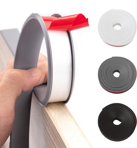 U-Shape Self-Adhesive Furniture Edging Strip, TPE Edge Banding, White 18x5m | Strong Adhesion Prevents Peeling, Cuttable & Flexible, Tool-Free Peel & Stick, Edge Trim for Cabinets Tables Chairs Shelves