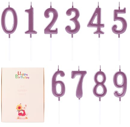 EAKE Lot de 10 bougies d'anniversaire en forme de chiffre de 0 à 9 pour gâteau, or rose - Bougies d'anniversaire en vrac 0 1 2 3 4 5 6 7 8 9 - Fournitures de décoration de gâteaux (10 pièces)