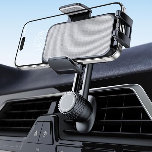 Holdersafe Support Telephone Voiture Porte Téléphone: [360° Rotation & Opération à Une Main] Porte Smartphone Voiture Bouche D'aération Socles de Téléphone Portable Automobile-Gris Clair