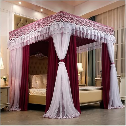 Baldacchino Da Letto Di Lusso A Doppia Asta In Stile Europeo Per Letti Da 1,5 M/1,8 M/2 M - Protezione A 360°, Tende Da Letto Four Seasons - Baldacchino Da Letto Per La Cas(Size:180x200x200cm,Color:C)