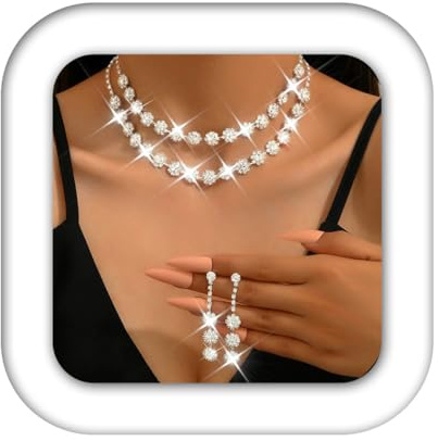 Zoestar Set de bijoux de mariée avec strass, collier et boucles d'oreilles en cristal, pour costume de soirée pour femme, Misura unica, Pas de gemme