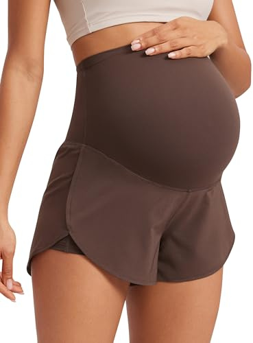 CRZ YOGA Maternidad 2 en 1 Falda Pantalón 7.6cm | Estilo Delfín con hendidura lateral, Talle Alto, Forro Interior con Bolsillos, Secado Rápido, Ligero, Embarazo y Posparto