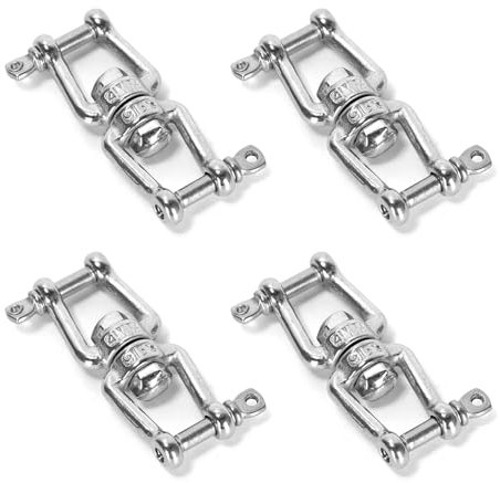 Ruimou 4Pcs Anillo Giratorio Universal de Doble Grillete de Acero Inoxidable 316 M4x52mm para Jardín, Patio, Barco, Senderismo, Camping, al Aire Libre