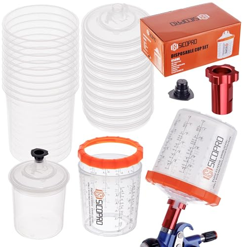 Filtro per coperchio tazza monouso come sistema PPS, contenitore di miscelazione da 650 ml per pistola a spruzzo per verniciatura, pistola a spruzzo