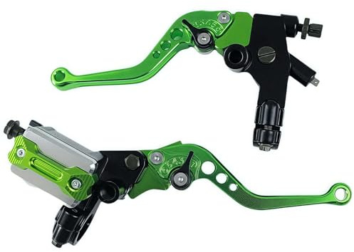 TRKIMAL Motorcycle Brake and Clutch Lever 7/8(22mm) Master Cylinder Reservoir Levers Universal Handlebar Brake (Green)