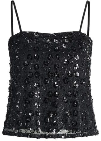 Jack & Jones Sequin Jxdream Top Lentejuelas Wvn, Negro, M Mujer, Negro, M