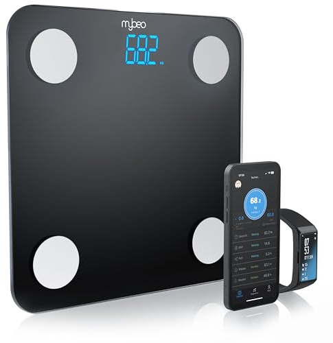 Mybeo - Körperfettwaage mit App - Digitale Bluetooth Körperwaage - Personenwaage Multifunktionswaage