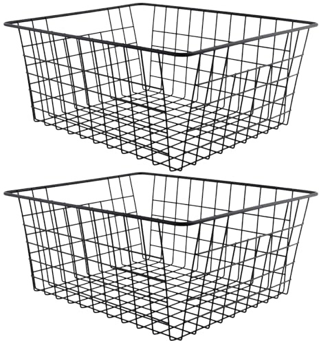 MUNGHOK 2 cestini in metallo nero, 36 x 29 x 16 cm, in ferro, colore nero, per ufficio, cucina, bagno, armadi