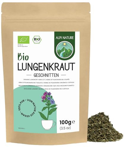 Alpi Nature Pulmonaria Orgánica Infusión 100g, Hierba de Pulmonaria Seca y Cortada para Preparar Té