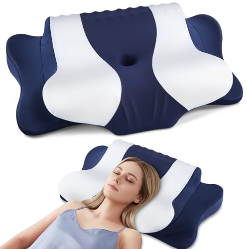 DONAMA Cuscino Cervicale,Cuscino Memory Foam con Federa Lavabile,Cuscino Ergonomico per Lato, Schiena e Stomaco