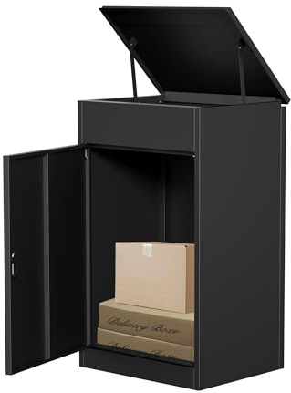 Paketbox Briefkasten mit Paketfach Paketbox Draussen Groß XXL Diebstahlgeschützter Paketbriefkasten Standbriefkasten mit Code-Schloss, wandmontiert wasserdicht für Veranda/Garten (33(85CM))