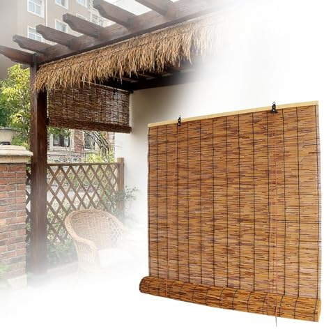 AJTXCSFOQL Store Bambou Extérieur 100 110 120 130 135 140 145 150 155 160 cm, Rétro Store Enrouleur Bambou Occultant, Store Bateau en Bambou pour Terrasse Jardin Fenêtre Porte Cuisine(80 cm x 220 cm)