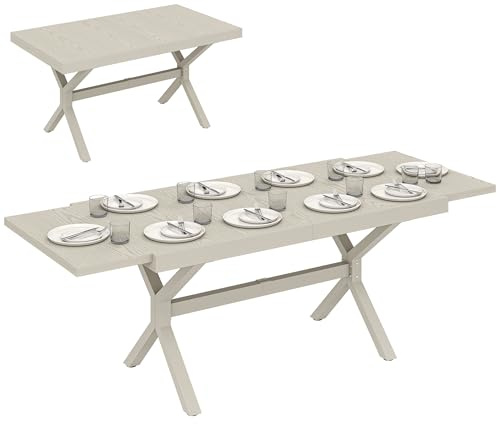 Outsunny Mesa de Jardín Extensible Rectangular 154/214x85 cm Gris Claro