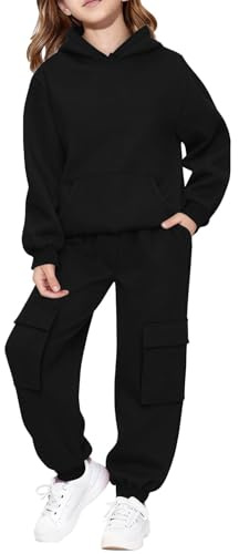 Girls Tracksuit Set 2 Piece Sport Outfit Long Sleeve Hoodie Sweatshirt